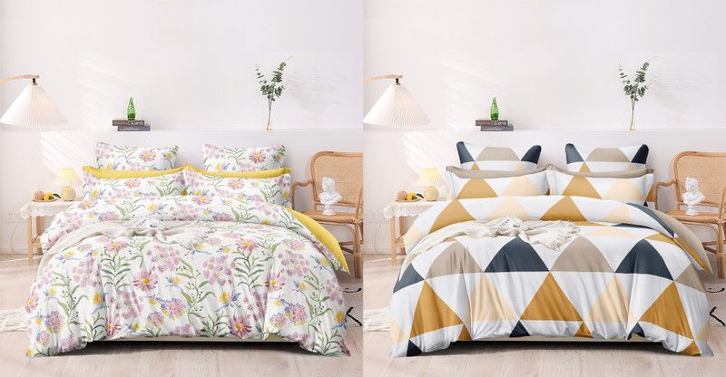 DIGITRENDZZ 240 TC Polycotton King Floral Flat Bedsheet  (Pack of 2, Multicolor, White)