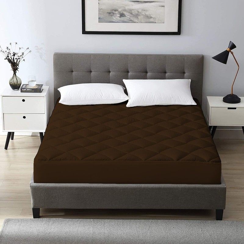Yuvi Fitted Double Size Waterproof Mattress Cover  (Brown)