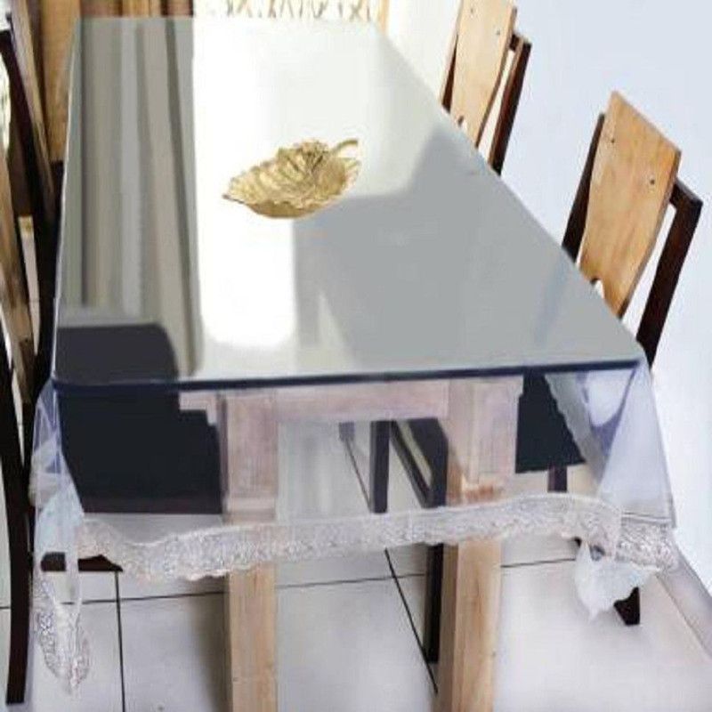 Cartharman Solid, Self Design, Fleur-de-lis 6 Seater Table Cover  (White, PVC, Plastic, Polyester)
