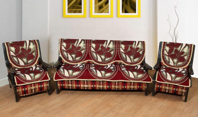 Krishna Creations Cotton Floral Sofa Cover  (Multicolor Pack of 6)