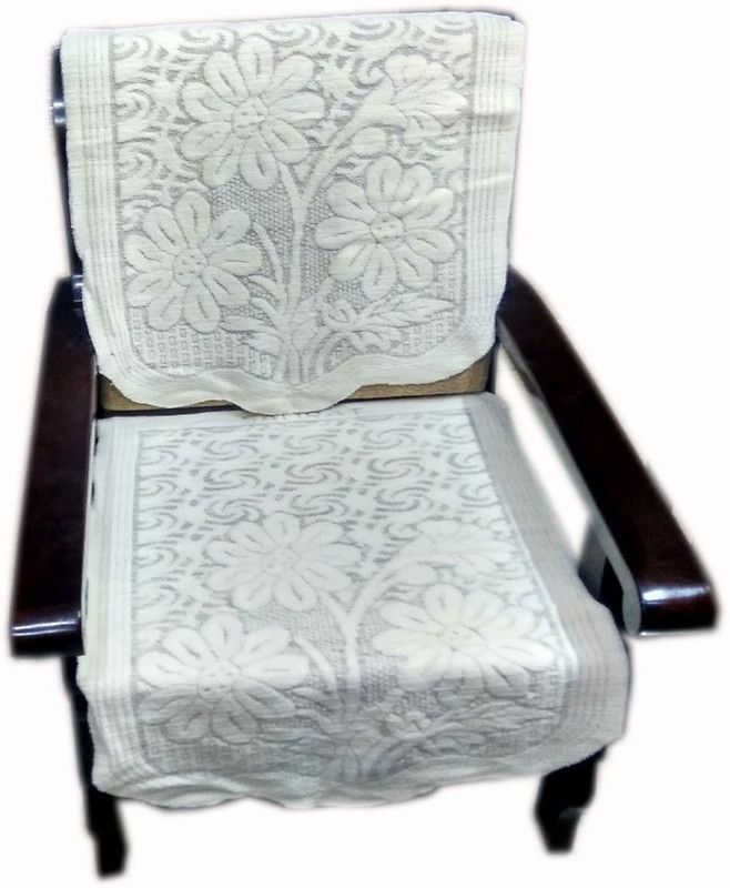 TF Furnishings Polycotton Floral Sofa Cover  (White Pack of 2)