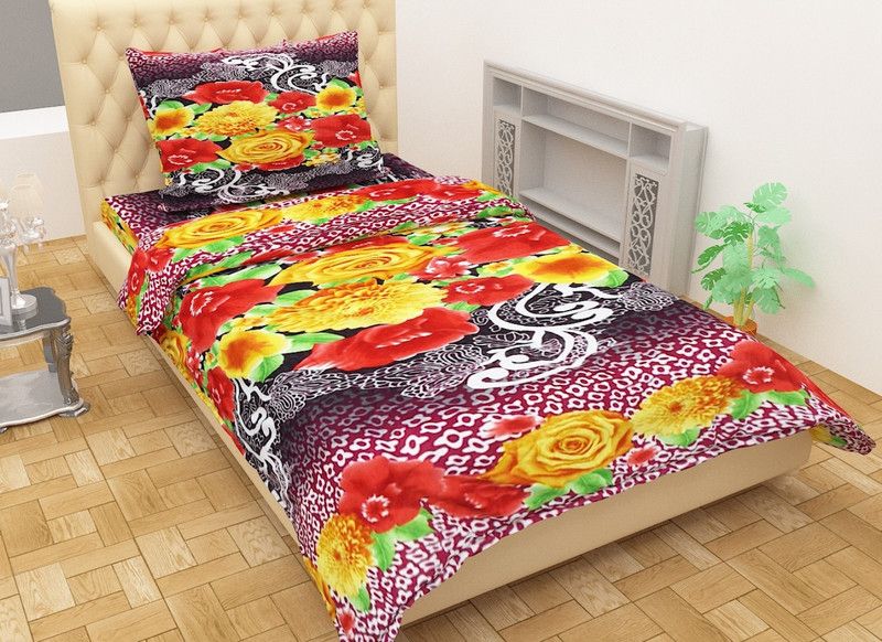 Hot Dealzz 120 TC Polycotton Single Printed Flat Bedsheet  (Pack of 1, Multiclor)