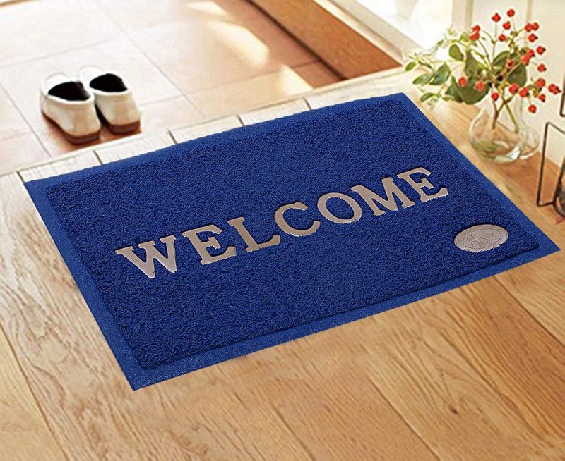 22G Creations Rubber Bathroom Mat  (Blue, Medium)