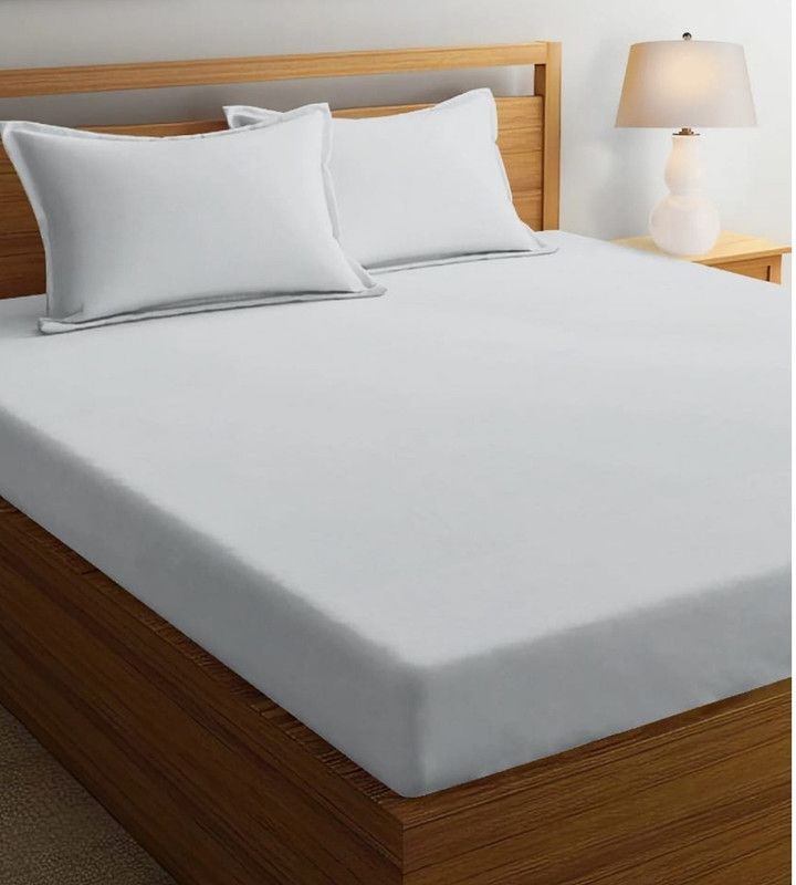 Woodstork 220 TC Microfiber Double Solid Flat Bedsheet  (Pack of 1, Grey)