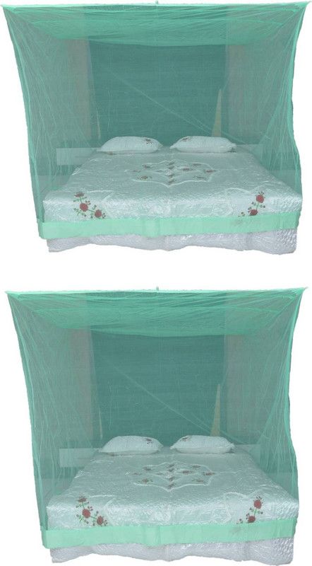 Hot Dealzz Nylon Adults Washable 2 PCS. Nylon Adults Double Bed Foldable Green color Mosquito Net 7x7 feet Mosquito Net  (Green, Bed Box)