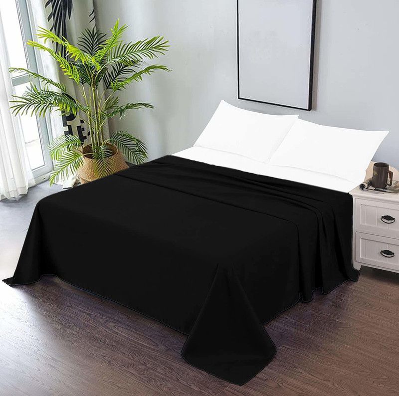 CCWB 600 TC Cotton Single Solid Flat Bedsheet  (Pack of 1, Black)