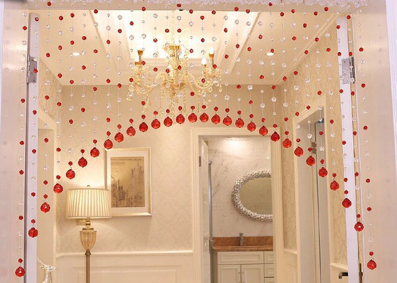 120 cm (4ft) Window Curtain  (Red, White)