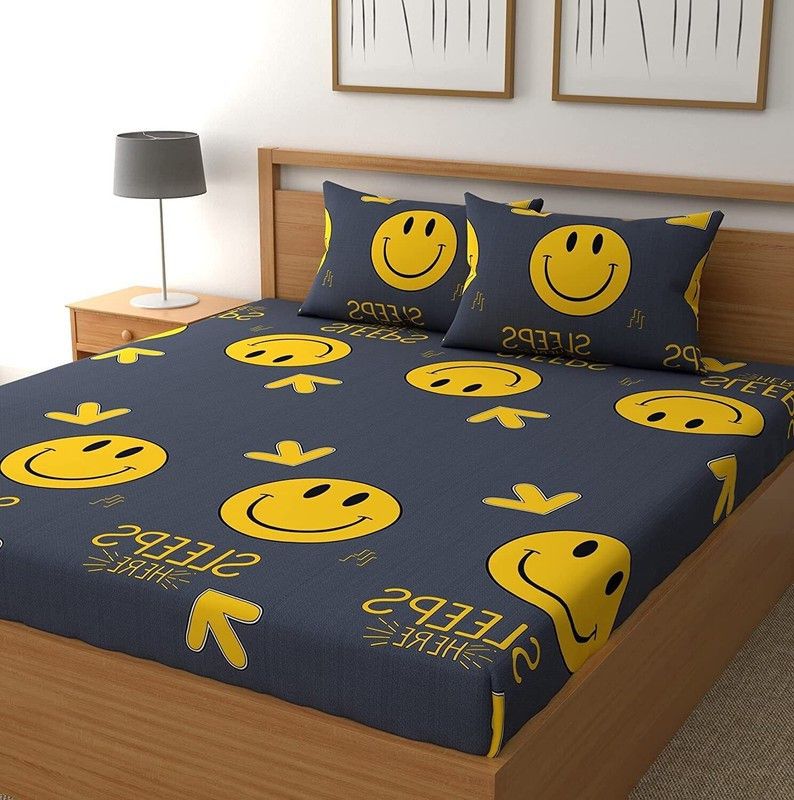 Vaastu Furnishings 160 TC Cotton Queen Printed Flat Bedsheet  (Pack of 1, Multicolor)