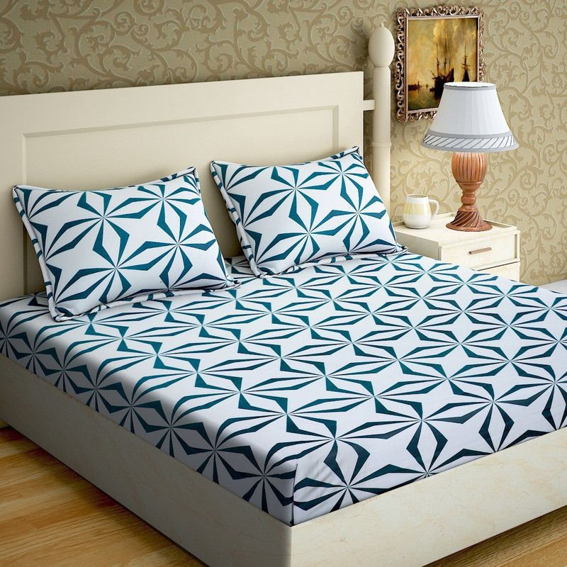 Koli Trading 500 TC Cotton Double Abstract Flat Bedsheet  (Pack of 1, Multicolor)