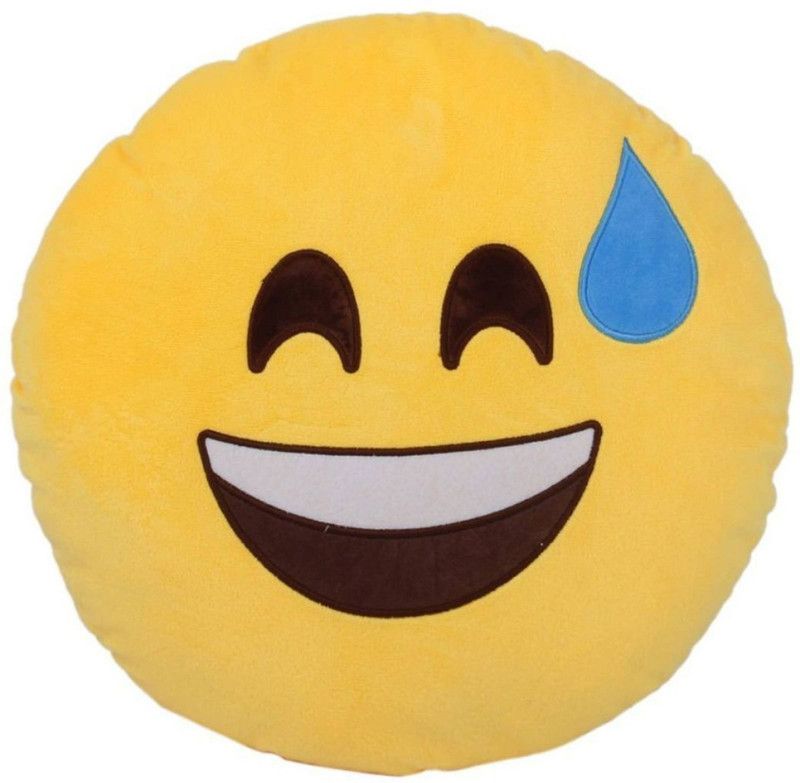 NAVRUDRA Polyester Fibre Smiley Cushion Pack of 1  (Yellow, Blue)