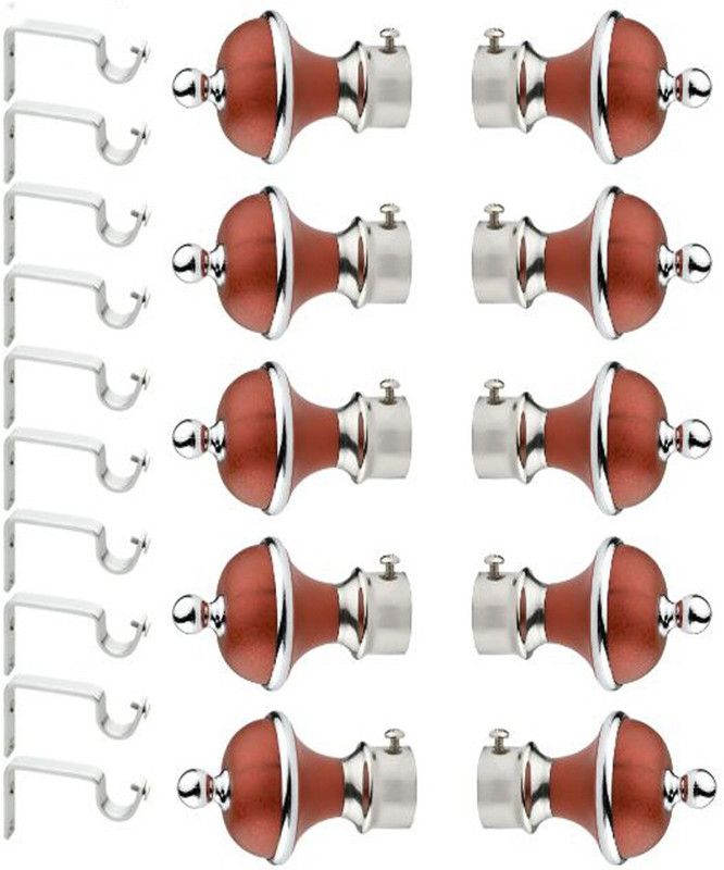SUNGROW Silver, Maroon Rod Rail Bracket, Curtain Knobs Metal  (Pack of 20)