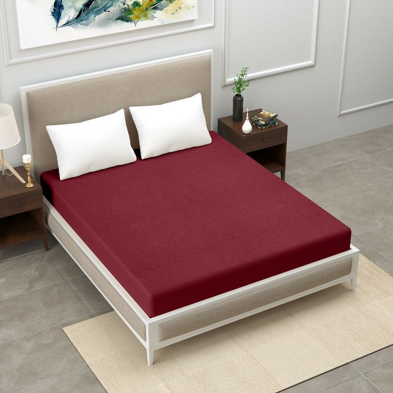 DreamFit Fitted King Size Waterproof Mattress Cover  (Maroon)