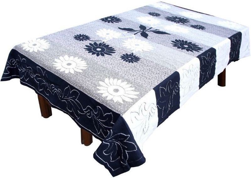 Salford Floral 4 Seater Table Cover  (Black, Net Cloth, Cotton)