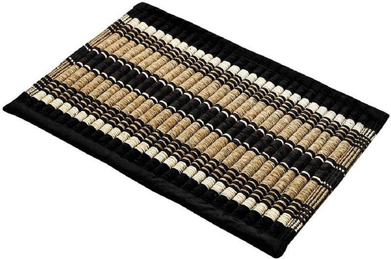 Bluegrass Cotton Bathroom Mat  (Black, Medium)