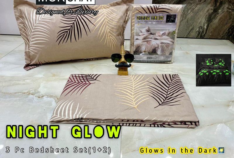 SAGAR 240 TC Cotton Double Floral Flat Bedsheet  (Pack of 1, Cream)