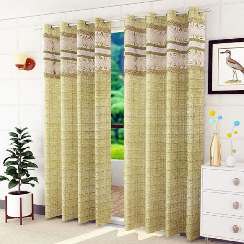 MSD Decor Hub 152 cm (5 ft) Polyester Room Darkening Window Curtain (Pack Of 2)  (Printed, Light Green)