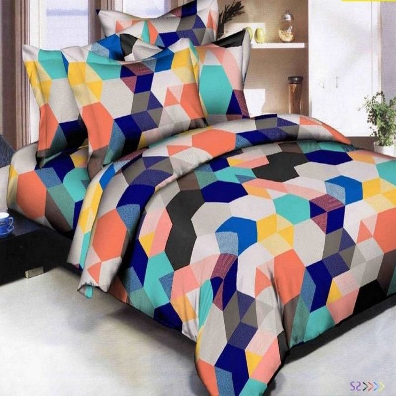 PAWAR 152 TC Cotton Double Printed Flat Bedsheet  (Pack of 1, Multicolor)