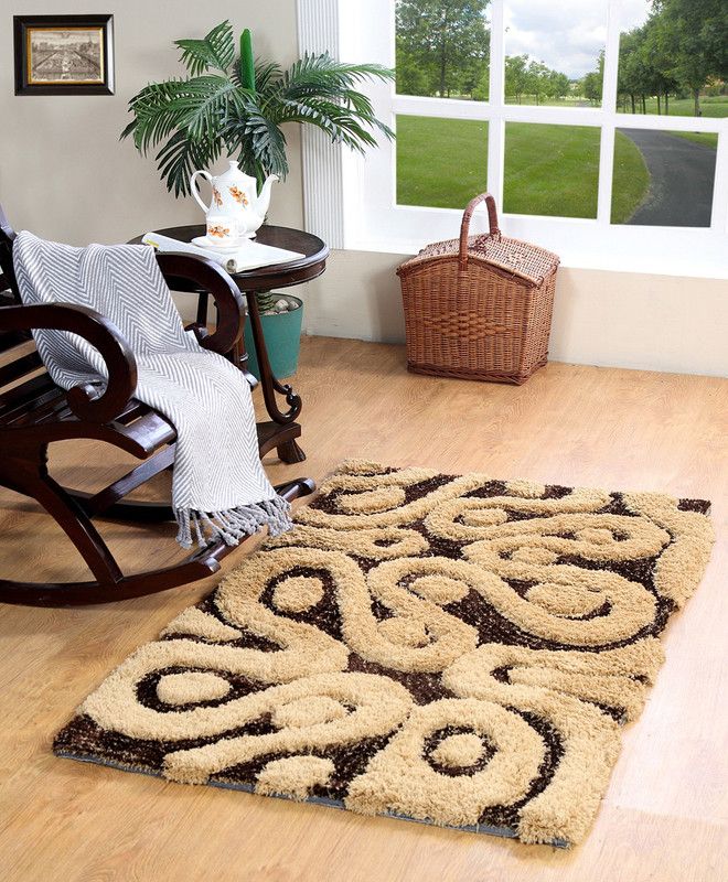 Homefurry Brown, Beige Polyester Area Rug  (90 cm, X 150 cm, Rectangle)