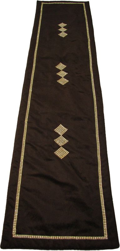 HOME SHINE Brown 90 cm Table Runner  (Velvet)