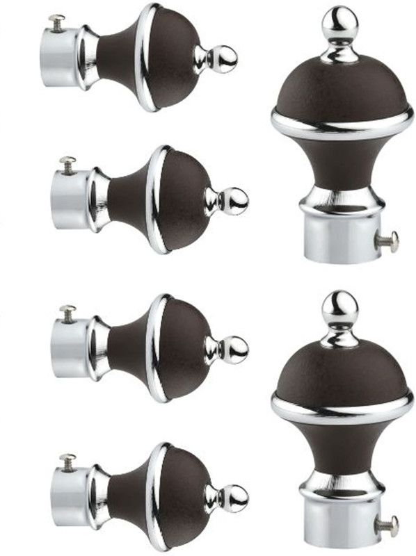 kazare Brown Curtain Knobs Metal  (Pack of 6)