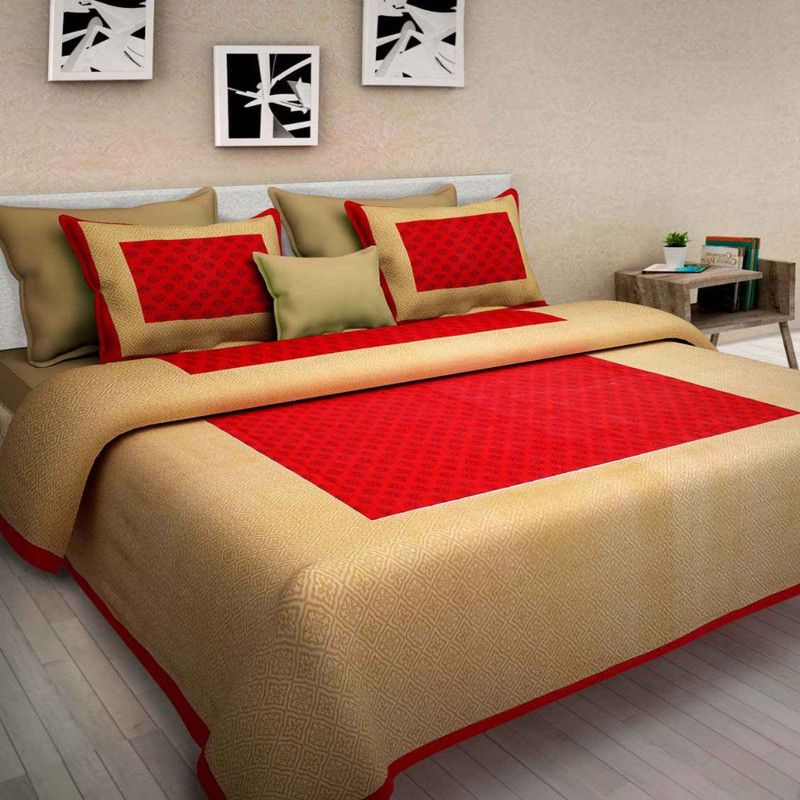 AAYU TRADER 104 TC Cotton Double Printed Flat Bedsheet  (Pack of 1, MULTI COLORS)