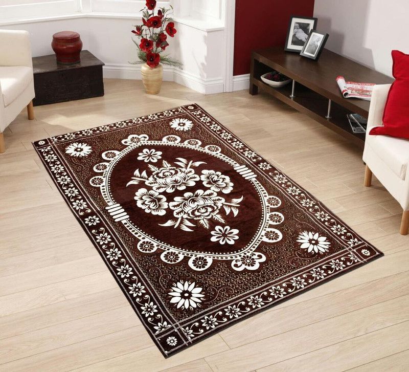 satalhome Brown Chenille Carpet  (152.4 cm, X 213.36 cm, Rectangle)