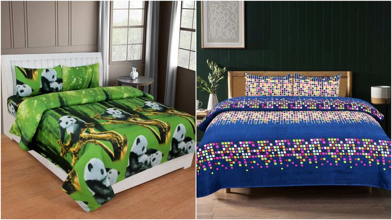 180 TC Polycotton Double Geometric Bedsheet  (Pack of 2, Multicolor)