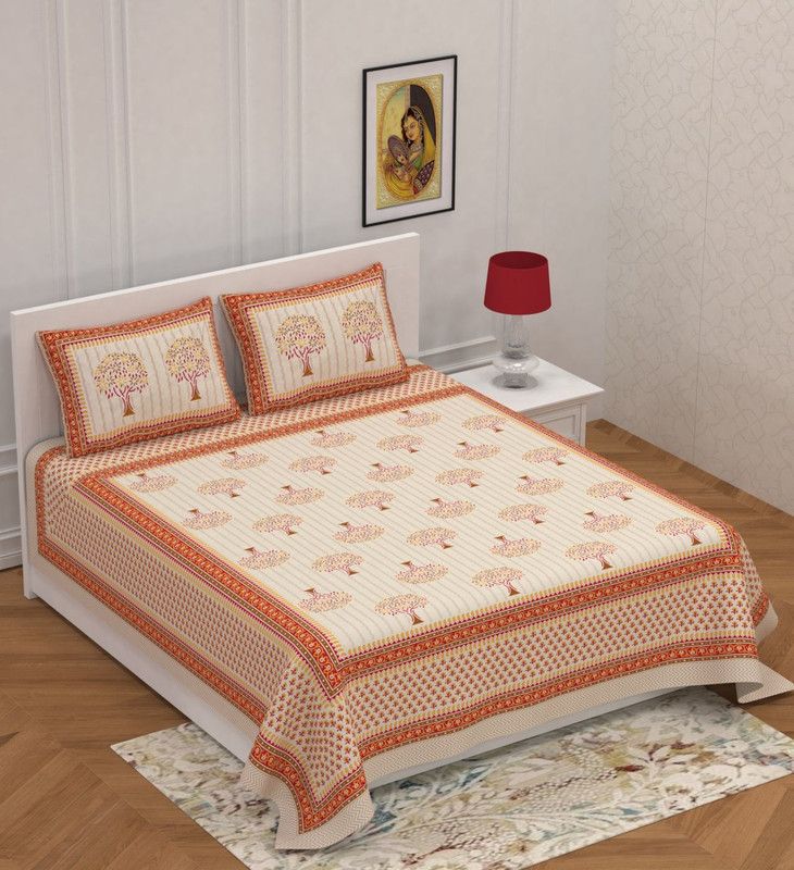 144 TC Cotton King Printed Bedsheet  (Pack of 1, Brown)