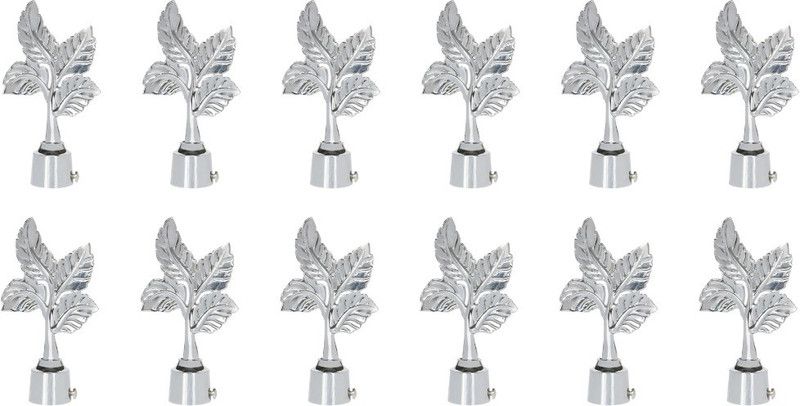 Harold Silver Curtain Knobs, Rod Rail Bracket Metal  (Pack of 12)