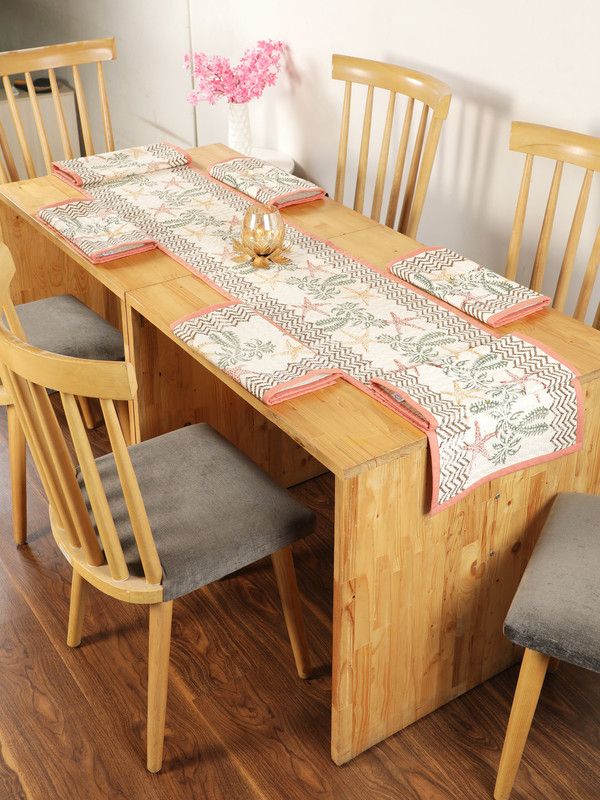 NUEVOSGHAR Green Organic Cotton Table Linen Set  (Pack of 7)