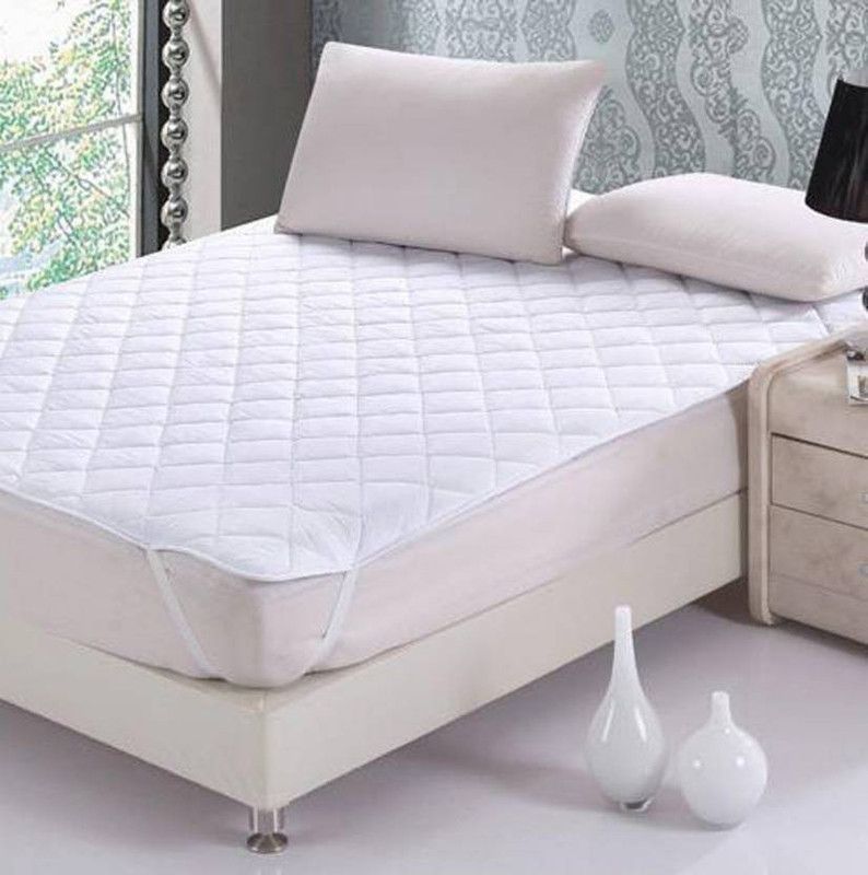 Linenovation Elastic Strap Single Size Mattress Cover  (White)