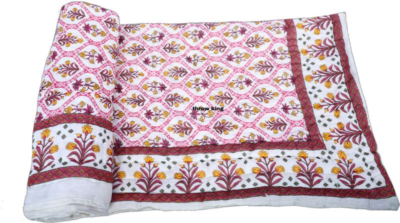 THROW KING Floral Single Quilt for Heavy Winter  (Cotton, Maroon)