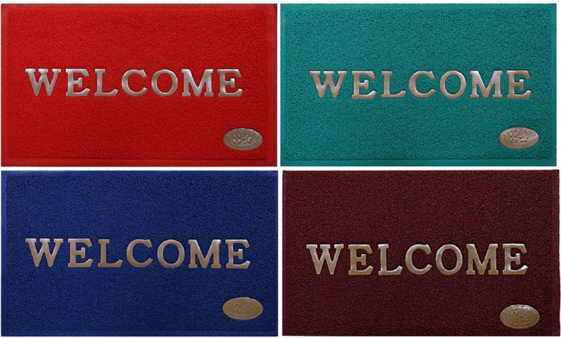 KUBER INDUSTRIES PVC (Polyvinyl Chloride) Door Mat  (Multicolor, Large, Pack of 4)