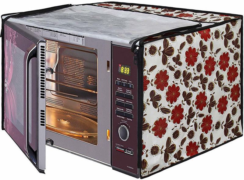 Ishan creation Microwave Oven Cover  (Width: 53 cm, Red, White)
