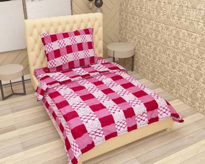 Z Decor 104 TC Polycotton Single 3D Printed Flat Bedsheet  (Pack of 1, Red)