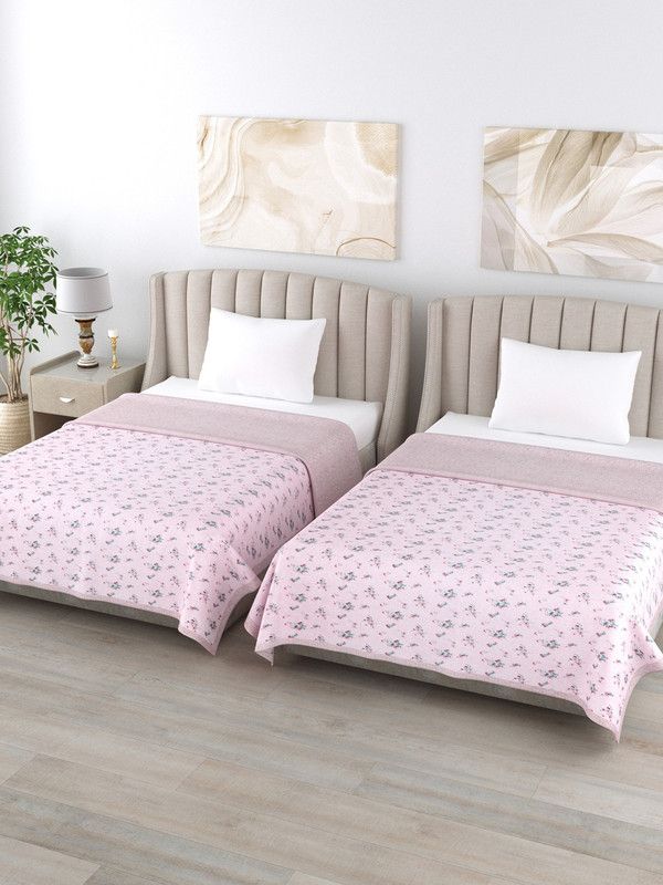 Home Fresh Floral Single Dohar for AC Room  (Cotton, Pink)