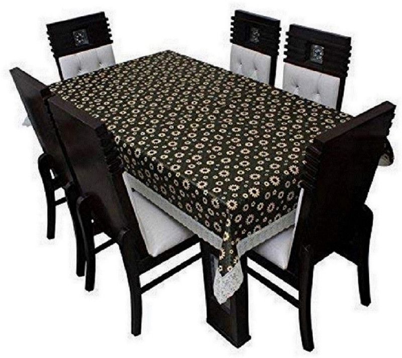 DECOLOGY Floral 10 Seater Table Cover  (Black, PVC)