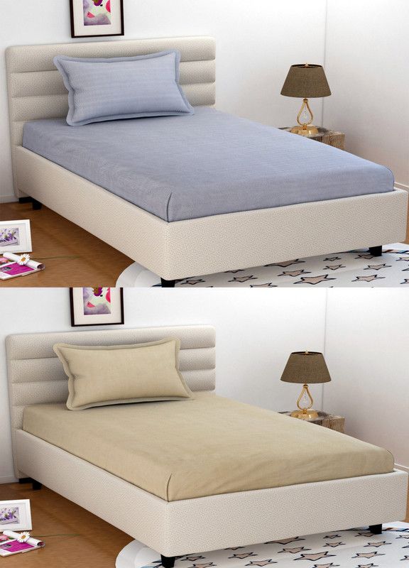SoleSky 160 TC Microfiber Single Solid Flat Bedsheet  (Pack of 2, Grey)