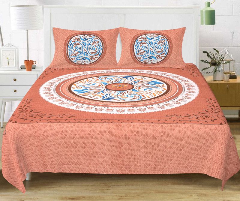 Sthambhjaaya 144 TC Cotton Double Floral Flat Bedsheet  (Pack of 1, Multicolor)