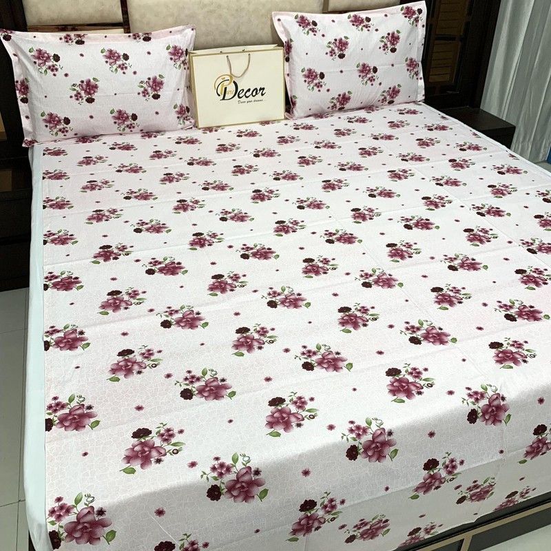 Cotton Single Floral Bedsheet  (Pack of 1, Red)