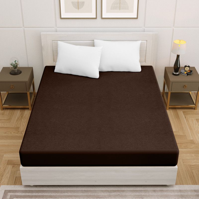 AMIGOS Fitted King Size Waterproof Mattress Cover  (Brown)