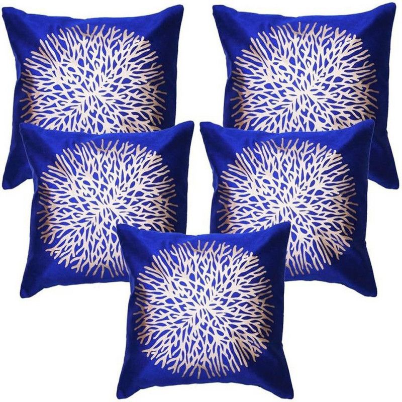 India Furnish Printed Cushions Cover  (Pack of 5, 40 cm*40 cm, Blue)