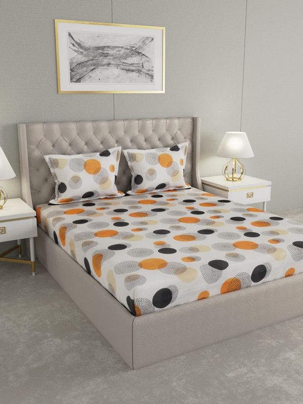 Raymond Home 104 TC Cotton Double Geometric Flat Bedsheet  (Pack of 1, Multicolor)