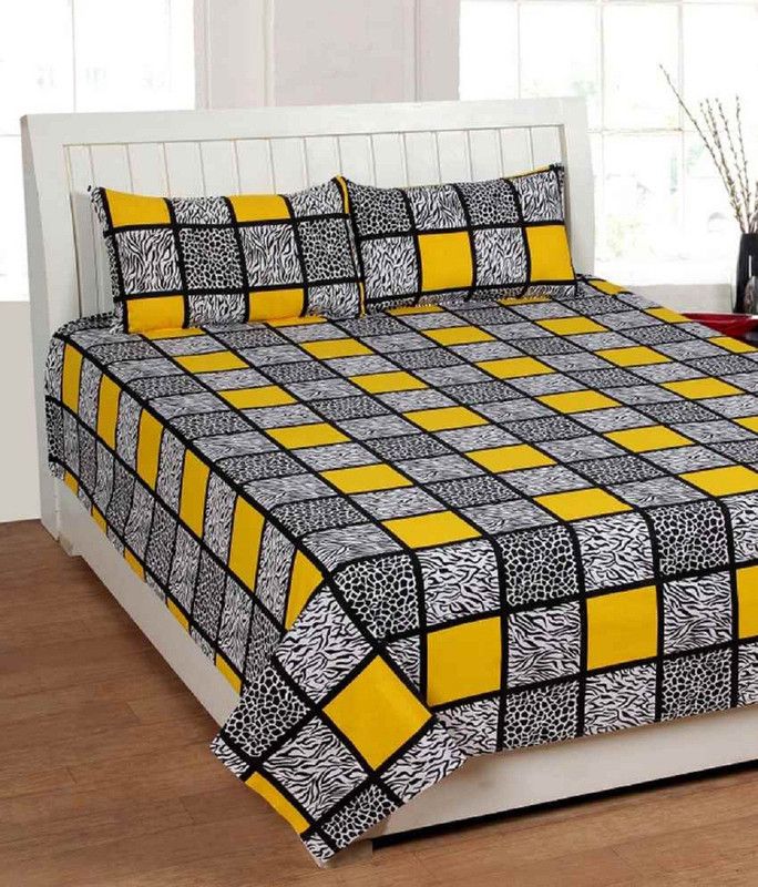 New panipat textile zone 190 TC Polycotton Double Printed Flat Bedsheet  (Pack of 1, Multicolor)