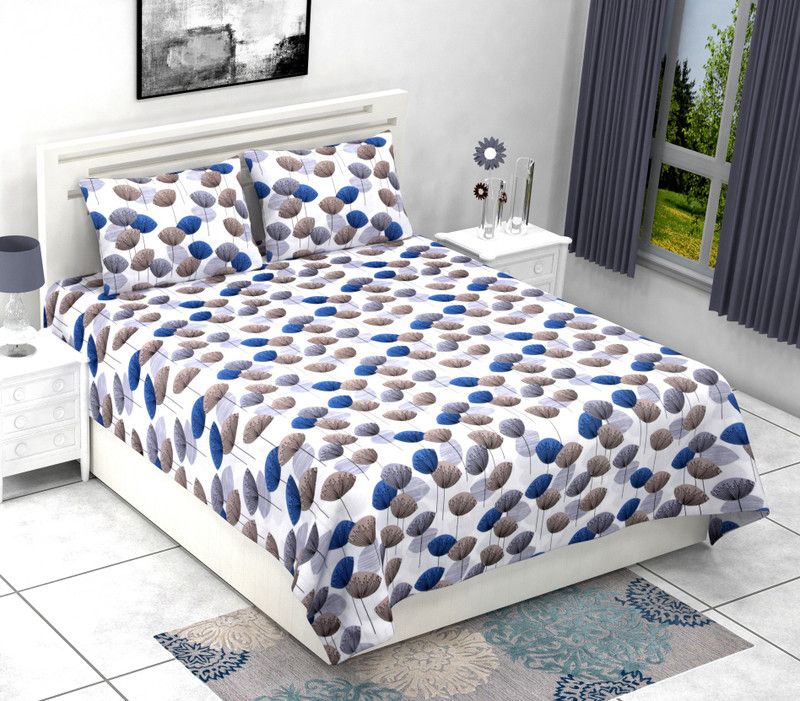 Shree Radhe Creations 198 TC Cotton Double Floral Flat Bedsheet  (Pack of 1, Multicolor)
