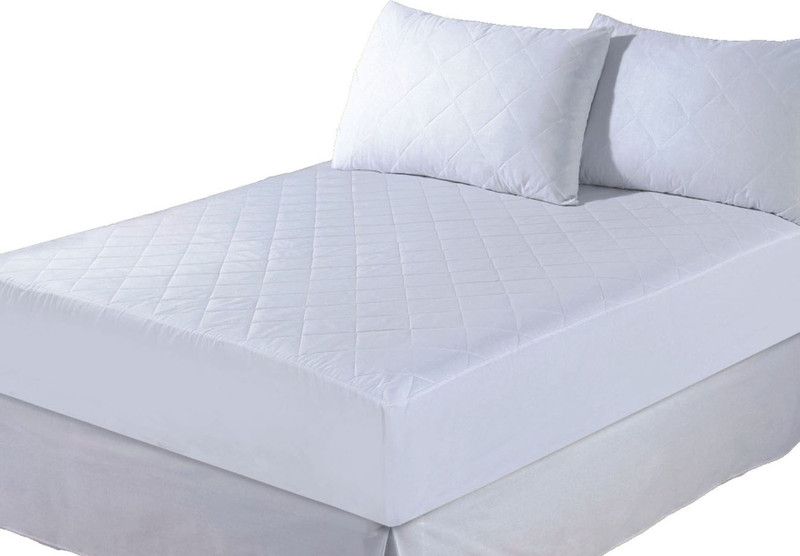 Jaipuri Art Elastic Strap Double Size Mattress Cover  (White)
