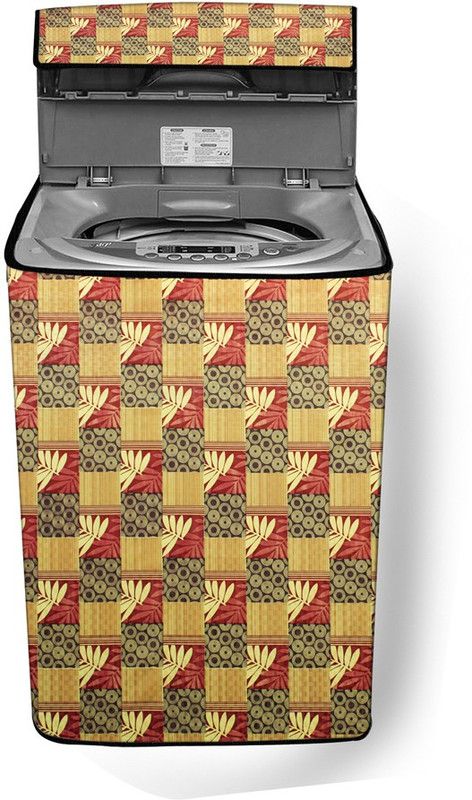 Stylista Top Loading Washing Machine Cover  (Width: 87 cm, Maroon, Beige)