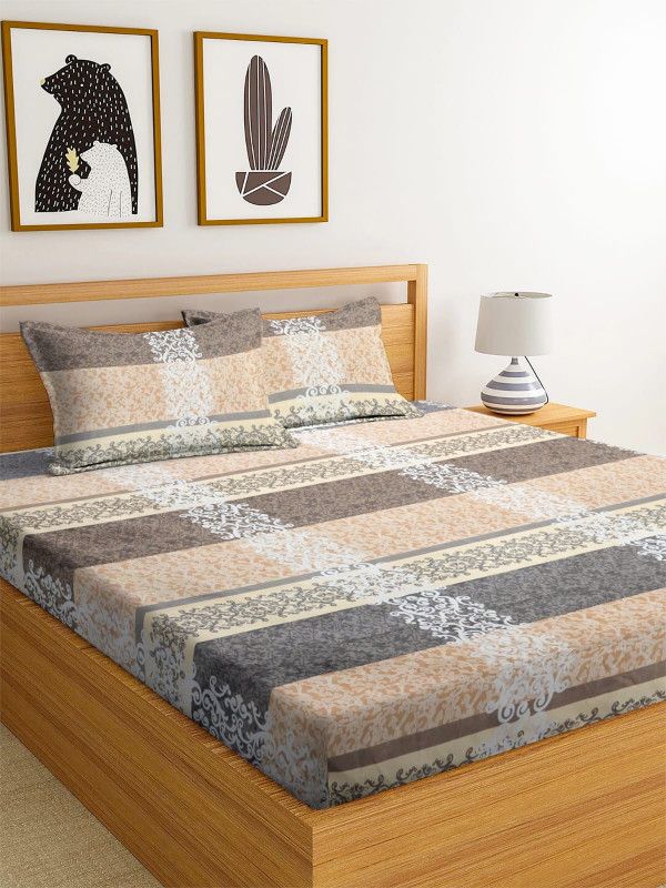 vhocr 138 TC Microfiber King 3D Printed Flat Bedsheet  (Pack of 1, Multicolor)
