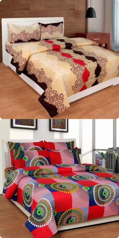 144 TC Microfiber Double Abstract Bedsheet  (Pack of 2, Multicolor)