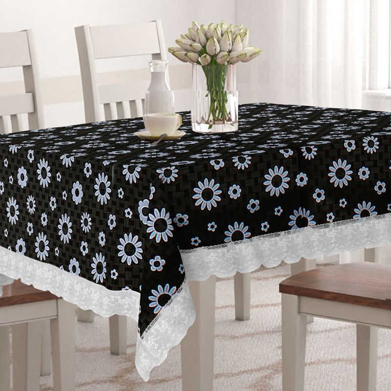 Glory Care Printed 6 Seater Table Cover  (Black, Polyester)
